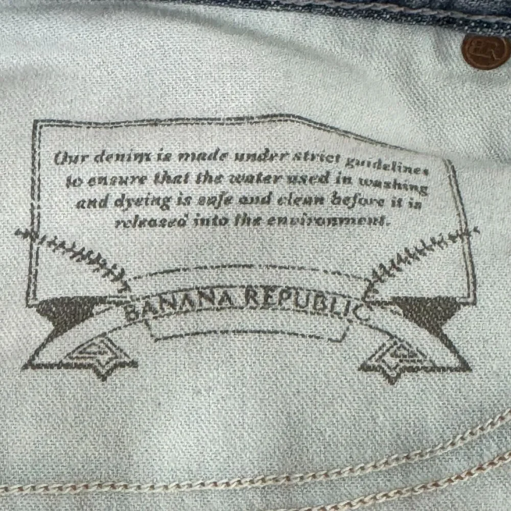 Banana Republic Mens Jeans 30 Medium Blue Distressed Cotton Blend Skinny